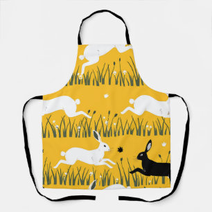 Leaping Bunny Mustard Meadow Pattern Apron
