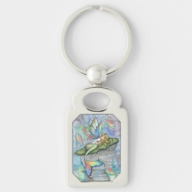 Leaping Carp Mermaid Fantasy Art by Molly Harrison Key Ring (Front)