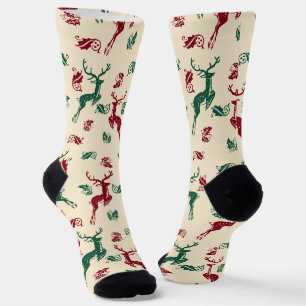 Leaping Deer And Holly Socks