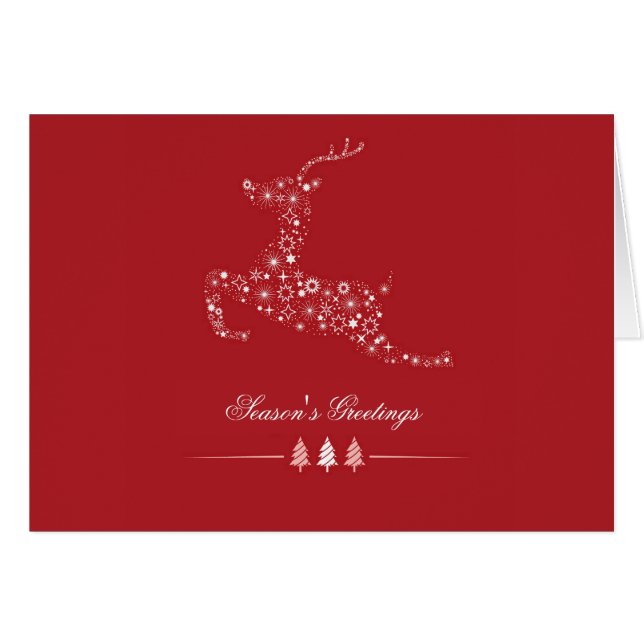 Leaping Deer Folded Holiday Card (Photo Optional) (Front Horizontal)