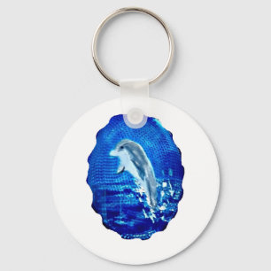 Leaping Dolphin Art Key Ring