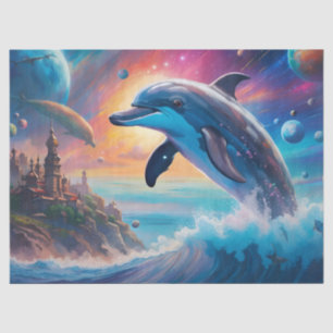 Leaping Dolphin, Fantasy, planets Tissue Paper