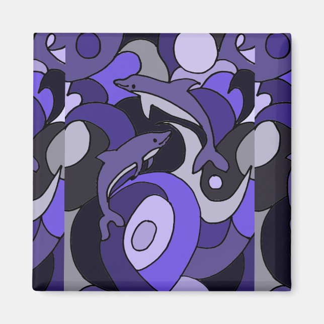 Leaping Dolphins Art Abstract Magnet (Front)