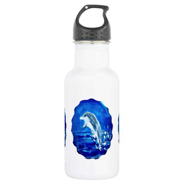 Leaping Dolphins Blue Sea 532 Ml Water Bottle (Front)