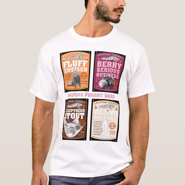 Leaping Ferret beer labels T-Shirt (Front)