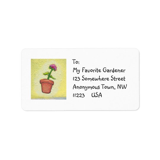 Leaping flower pot - Fun art for gardeners Address Label