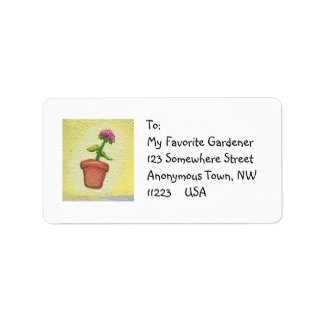 Leaping flower pot - Fun art for gardeners Label