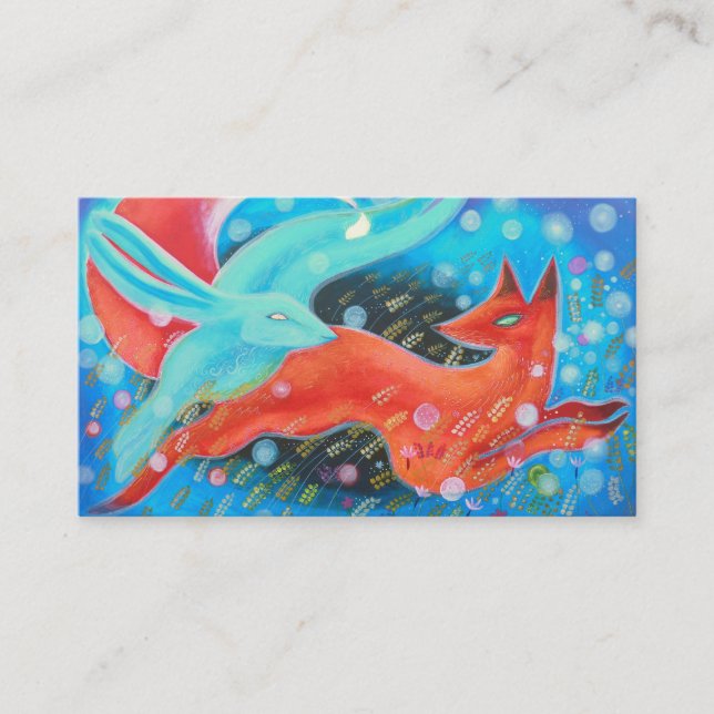 Leaping Fox with Hare. Business Card (Front)
