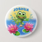 Leaping frog custom name birthday party badge