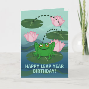 Leaping Frog, Leap Year Birthday Card