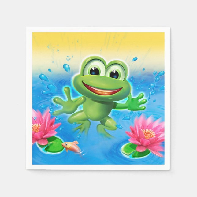 Leaping Frog party serviette Napkin (Front)