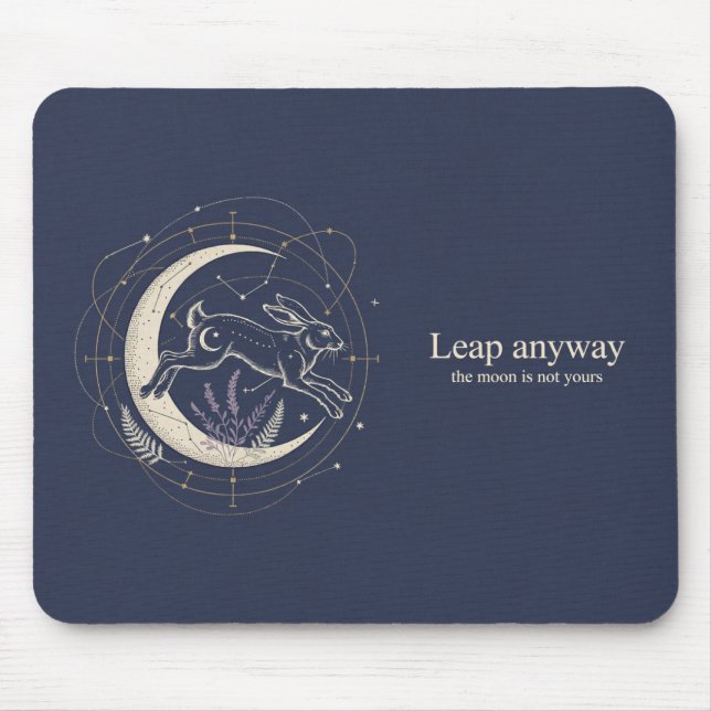 Leaping Hare Moon Phase Star Chart Mousepad (Front)