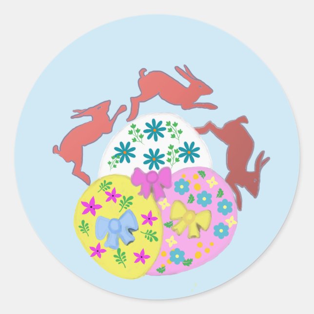 Leaping Hares  Classic Round Sticker (Front)