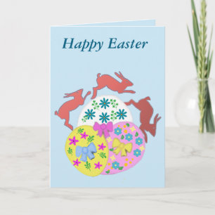 Leaping Hares editable Easter Holiday Card