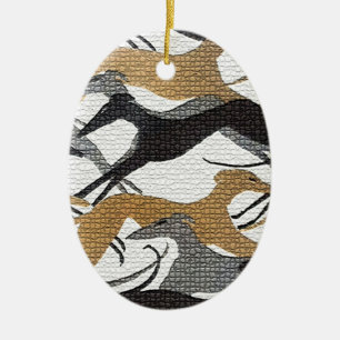 Leaping Hounds Ceramic Ornament
