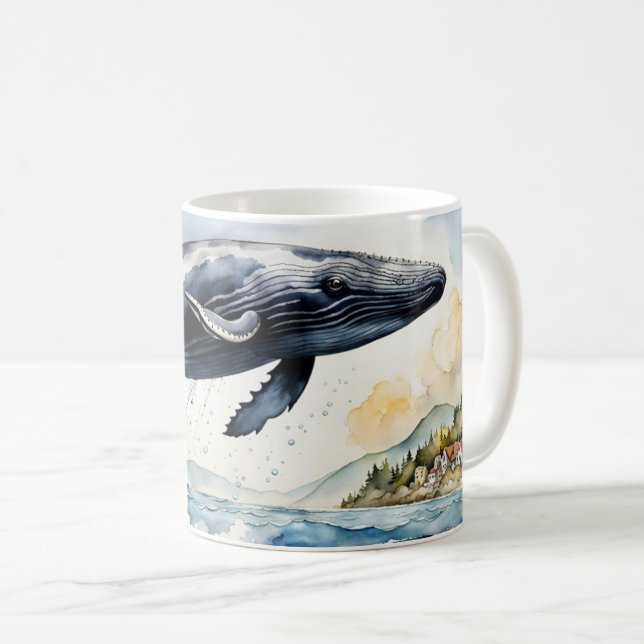 Leaping Humpback Whale Coffee Mug (Front Right)