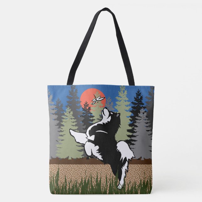 LEAPING LAPPY Finnish Lapphund Totes and Cros Body (Front)
