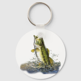 Leaping largemouth bass key ring