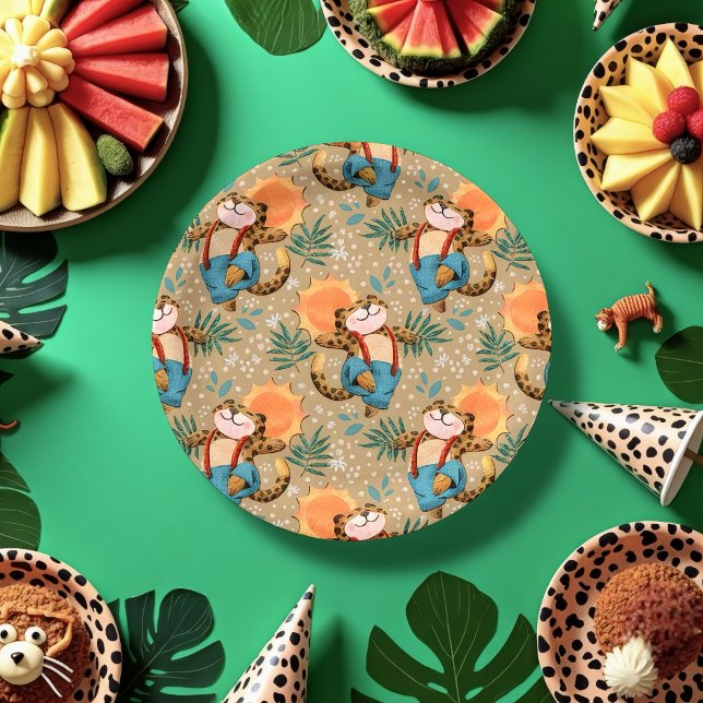 Leaping Leopard   Paper Plate (Leaping leopard party plate)