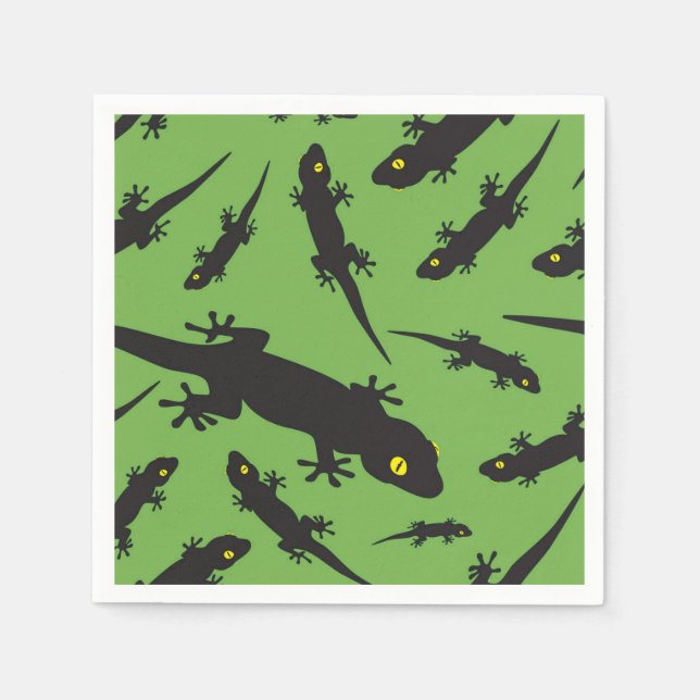Leaping Lizard Reptile Bright Green Gecko Napkin (Front)