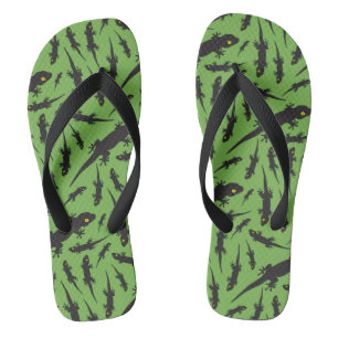Leaping Lizard Reptile Bright Green Gecko Thongs