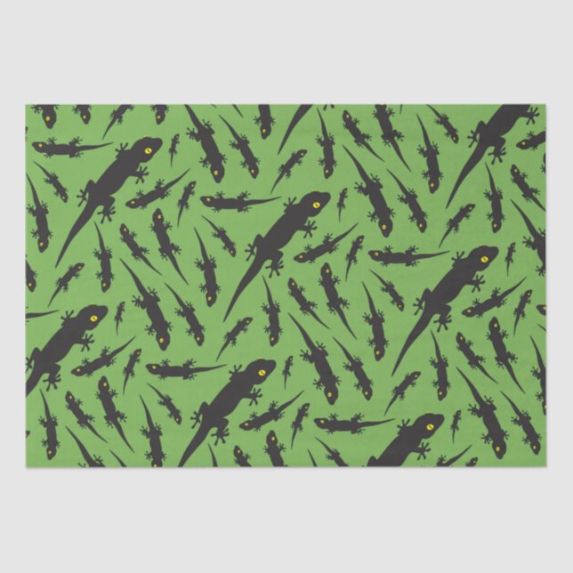 Leaping Lizard Reptile Bright Green Gecko Tissue Paper (Front)