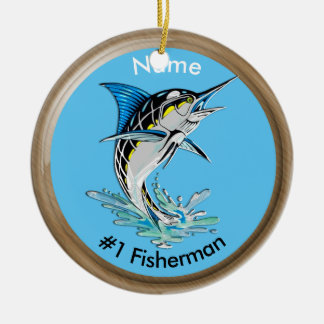 Leaping Marlin #1 Fisherman Ceramic Tree Decoration