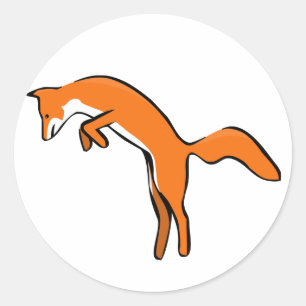 Leaping Red Fox Classic Round Sticker