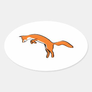 Leaping Red Fox Oval Sticker