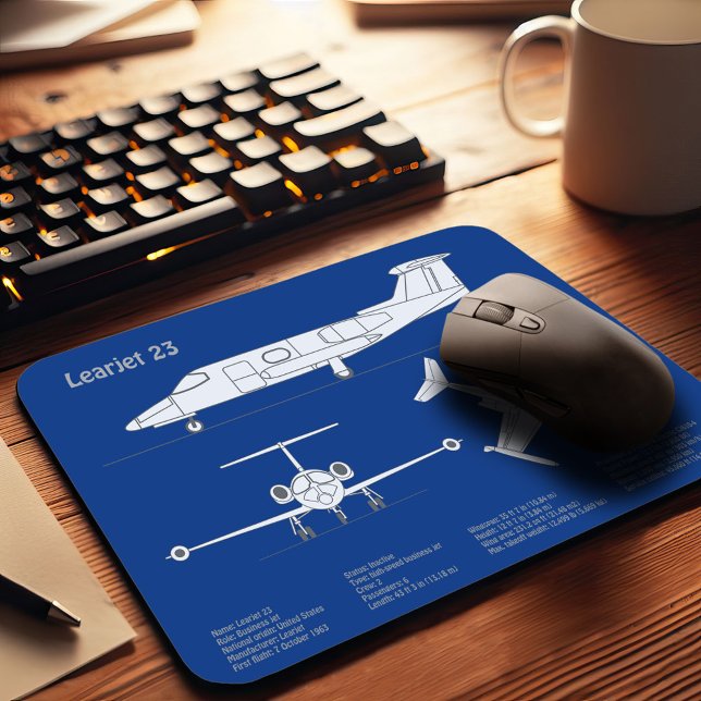 Learjet 23 - Aeroplane Blueprint Drawing Plans ABD Mouse Pad (Creator Uploaded)