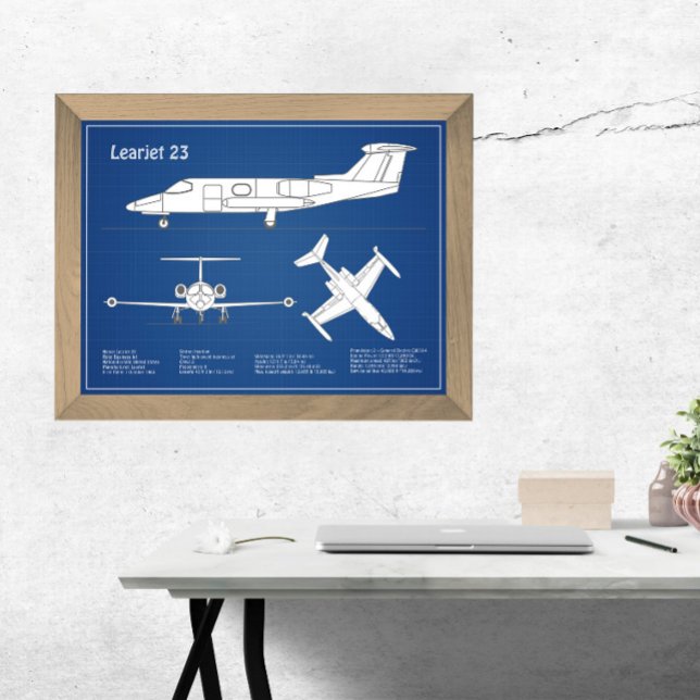 Learjet 23 - Aeroplane Blueprint Drawing Plans ABD Photo Print (Creator Uploaded)