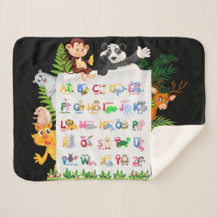 Learn Alphabet & Animals Education Sherpa Blanket