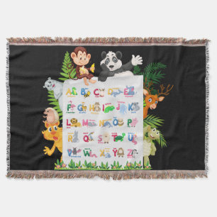 Learn Alphabet & Animals Education Throw Blanket