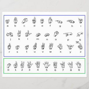 Learn ASL Sign Language, American Numbers Alphabet Flyer