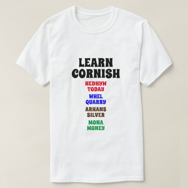 Learn Cornish - Today, Quarry, Silver, Money T-Shirt (Design Front)