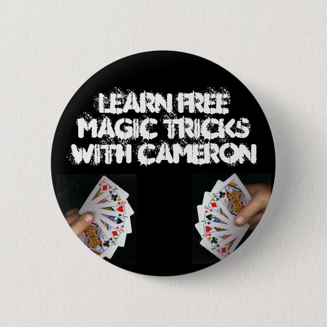 Learn Free Magic Tricks With Cameron 6 Cm Round Badge (Front)
