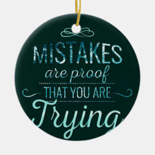 Learn from mistakes motivational typography quote ceramic tree decoration