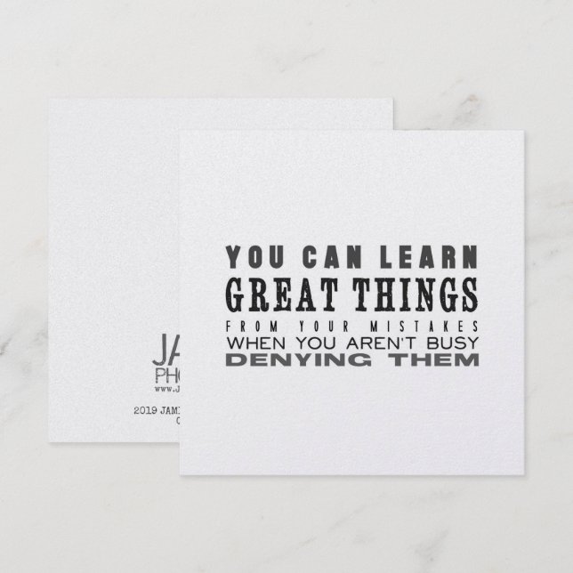 LEARN GREAT THINGS 5.25 x 5.25 card (Front/Back)