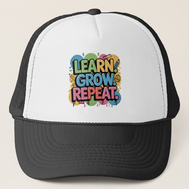 Learn Grow Repeat Graffiti Back to School Design  Trucker Hat (Front)