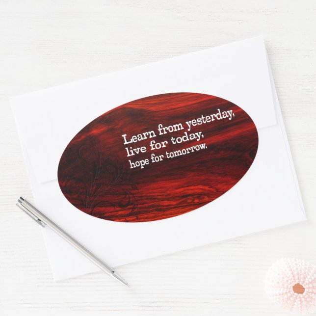 "Learn, live, hope" Inspirational Quote Oval Sticker (Envelope)