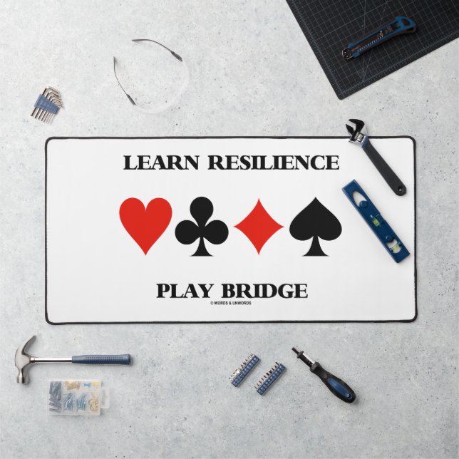 Learn Resilience Play Bridge Four Card Suits Desk Mat (Workstation)
