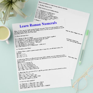 Learn Roman Numerals Quickly Educational Flyers