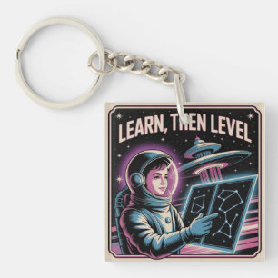 Learn, Then Level Key Ring