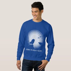 Learn to Fight Alone – Lion Under Moonlight Tri-Bl Sweatshirt