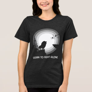 Learn to Fight Alone – Lion Under Moonlight Tri-Blend Shirt