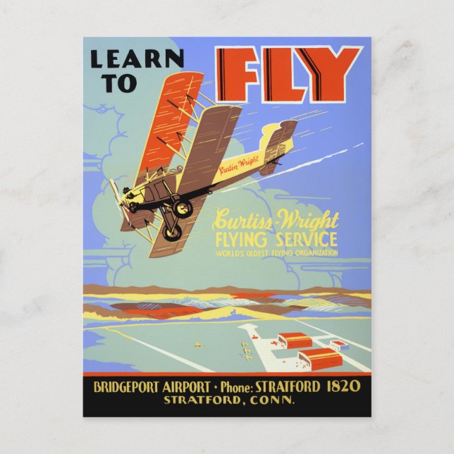 Learn to fly Vintage Poster Restored Postcard (Front)