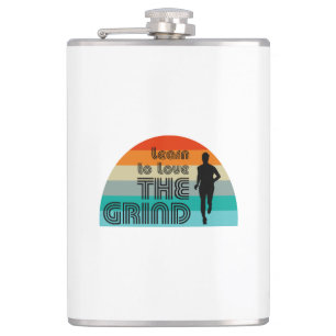Learn To Love The Grind Running Retro Hip Flask