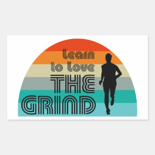 Learn To Love The Grind Running Retro Rectangular Sticker