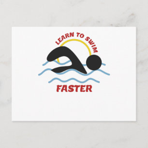 Learn to Swim Faster - Cool Swimmers Design Postcard