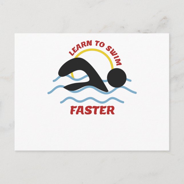 Learn to Swim Faster - Cool Swimmers Design Postcard (Front)